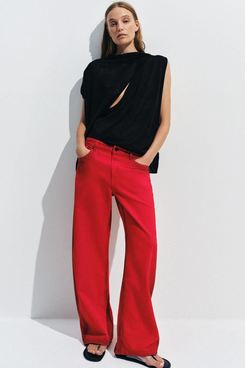 JEANS ZW COLLECTION WIDE LEG TIRO BAJO / Rojo - Zara фото 12