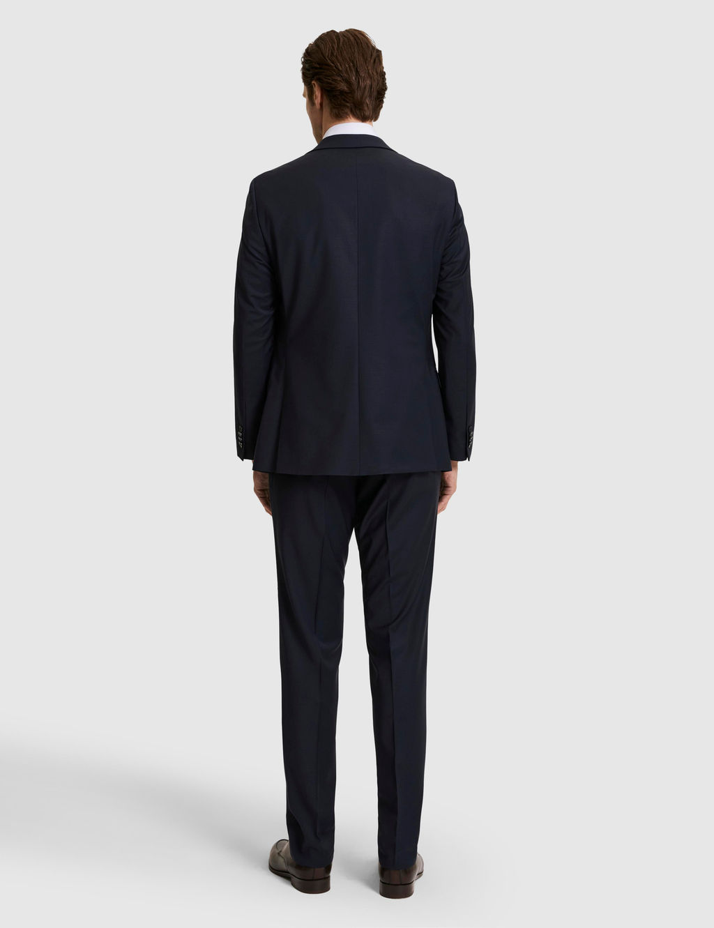 Lacivert Slim Fit Mono Yaka Y_n Kar___ml_ Tak_m Elbise