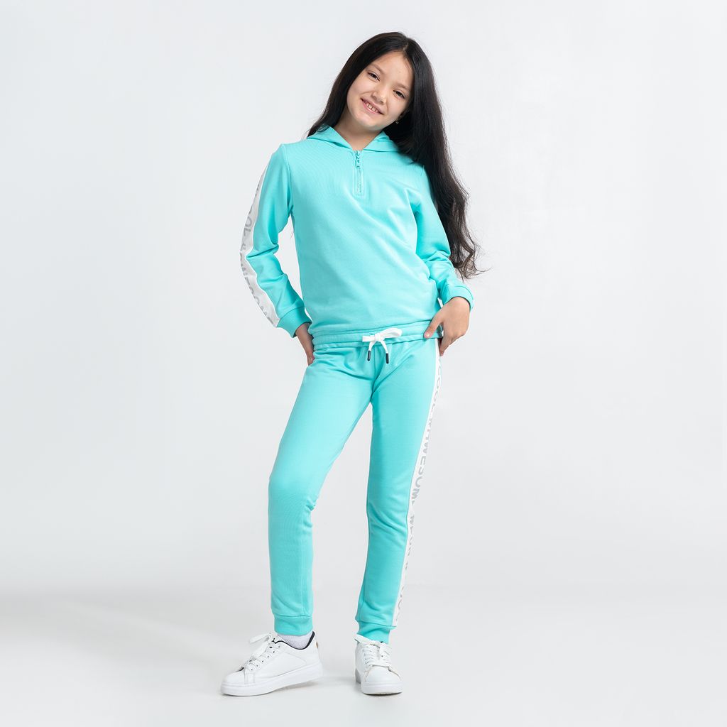 CRB wear/CWJG 90057-49-291 Комплект для девочки (толстовка, брюки), светло-бирюзовый/Ex.Cherubino  фото 2