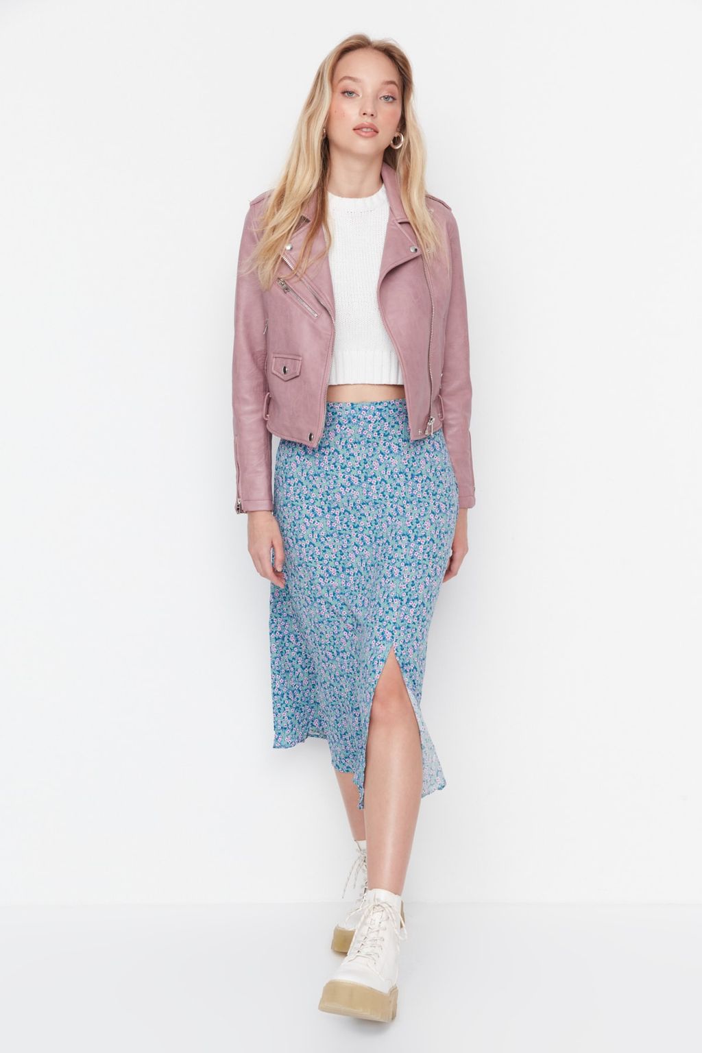 TRENDYOLMILLA Siyah Y?rtmac Detayl? Cicek Desenli Viskon Kumasl? Midi Dokuma Etek TWOSS20ET0230  фото 34