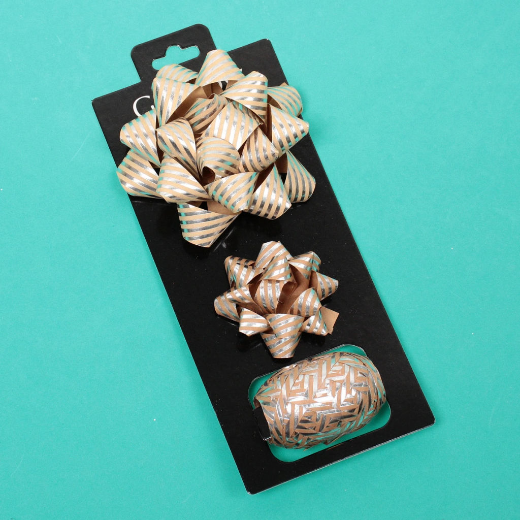 Цена за 2 шт. Набор для декорирования "Параллели судьбы" бант 1,7см, бант 1 см, лента 5мм (10м), Серебро