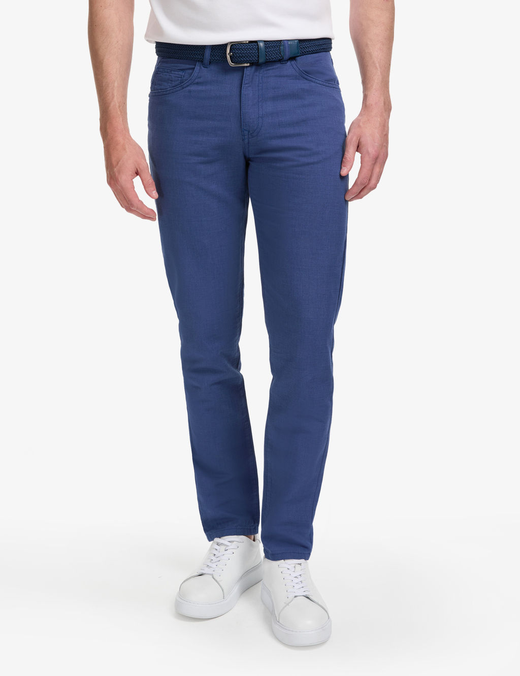 _ndigo Slim Fit Keten Kar___ml_ Kanvas Pantolon