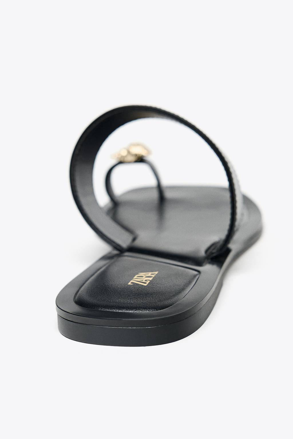 METALLIC BEAD TOE POST SANDALS - Zara фото 10