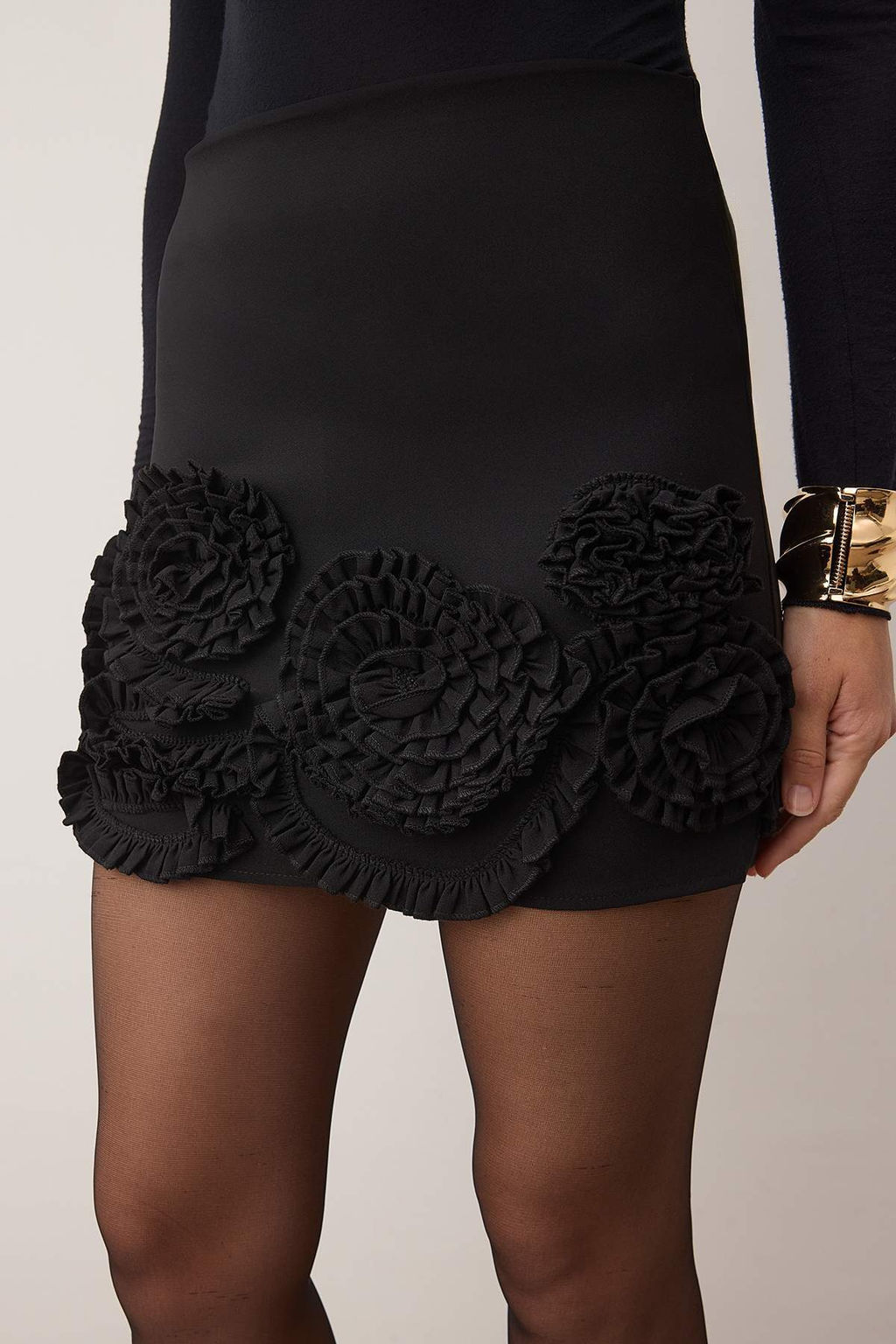 Siyah Cicek Aksesuarl? Super Mini Dokuma Etek TPRAW26ET00010 - Trendyolmilla фото 3