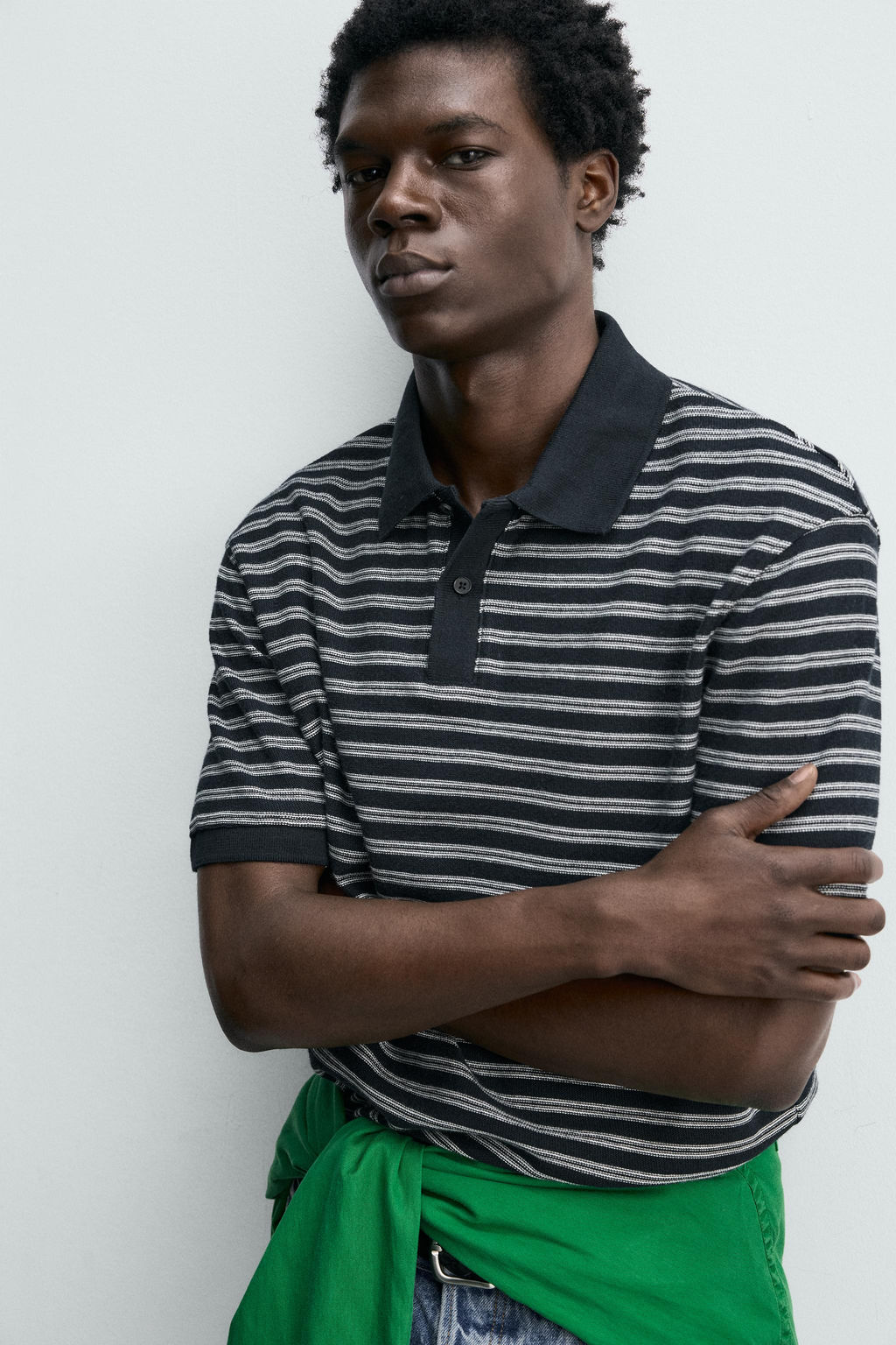 POLO REGULAR FIT JACQUARD RAYAS / Marino / Blanco - Zara фото 6
