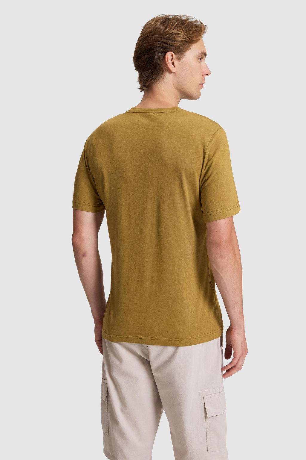 Erkek Ye_il Regular Fit Bisiklet Yaka Ti__rt
