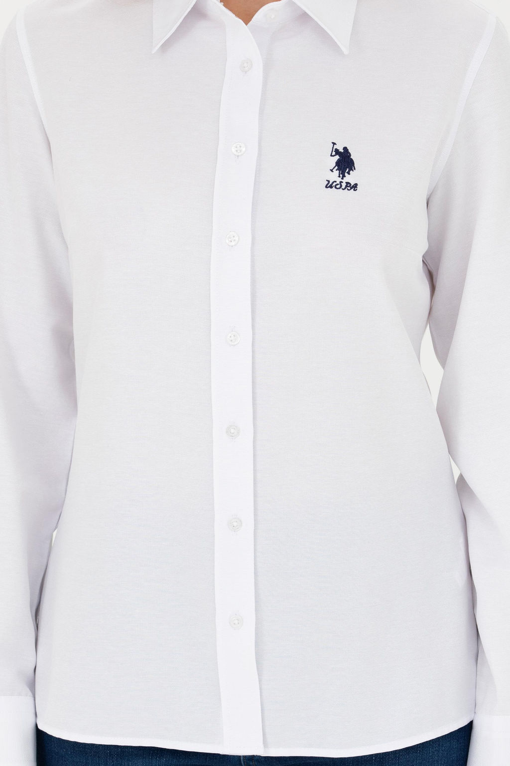 Женская белая базовая рубашка с длинным рукавом - U.s. polo assn фото 13