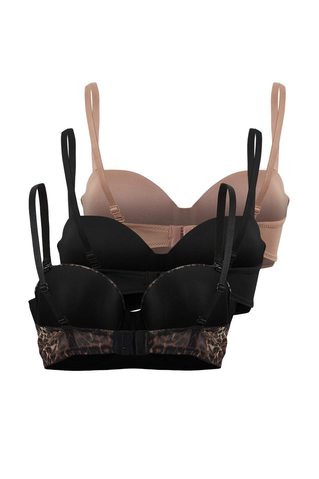 Siyah-Cok Renkli 3lu Micro Leopar Sabit Kap Straplez Sutyen THMSS26SU00010