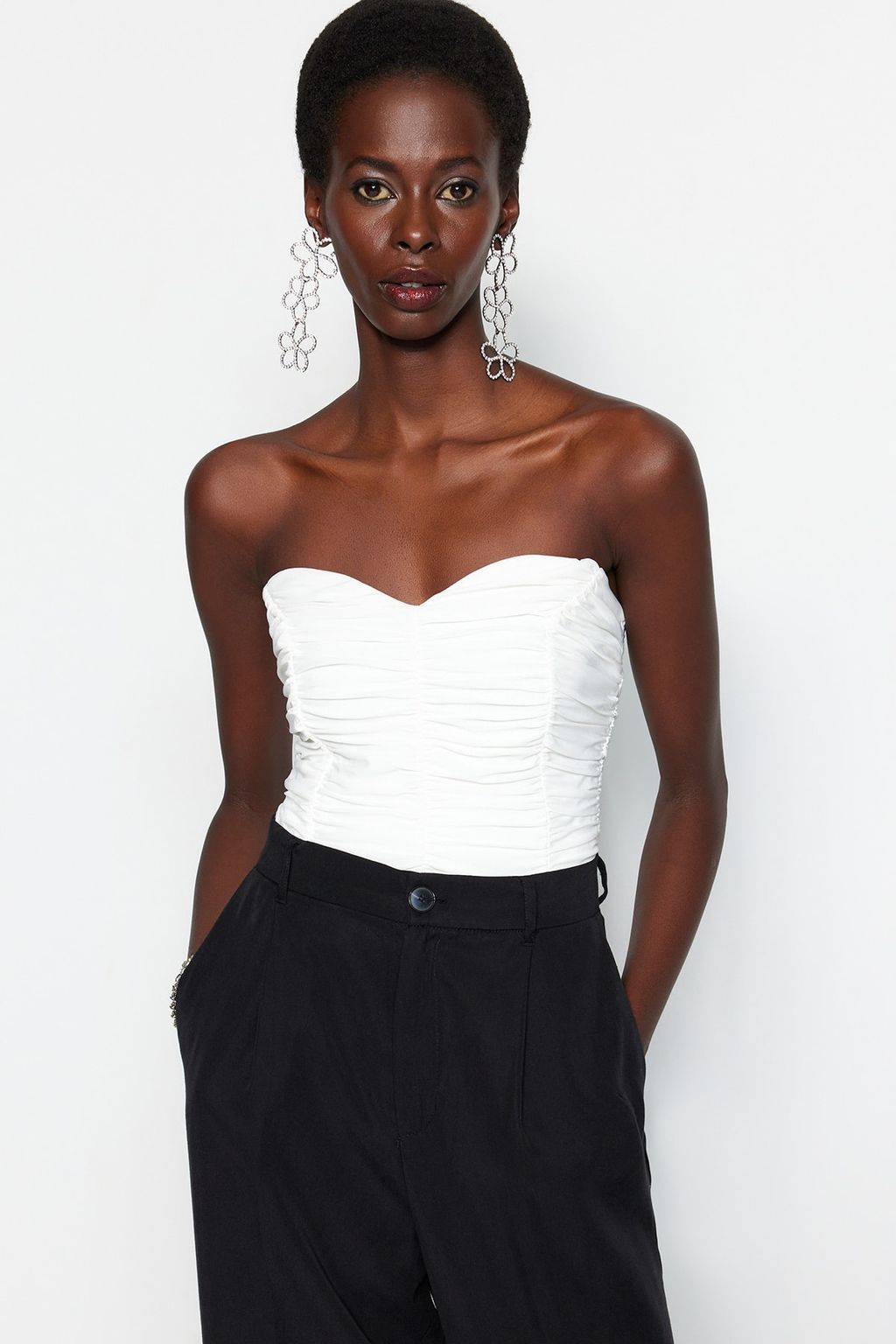 TRENDYOLMILLA Ekru Astarl? Drapeli C?tc?tl? Orme Body TPRSS23BD00027  фото 10