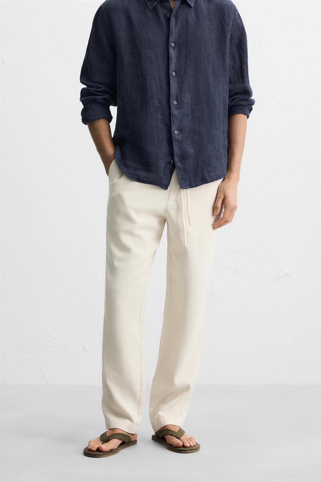 RELAXED FIT TEXTURED TROUSERS - Zara фото 36