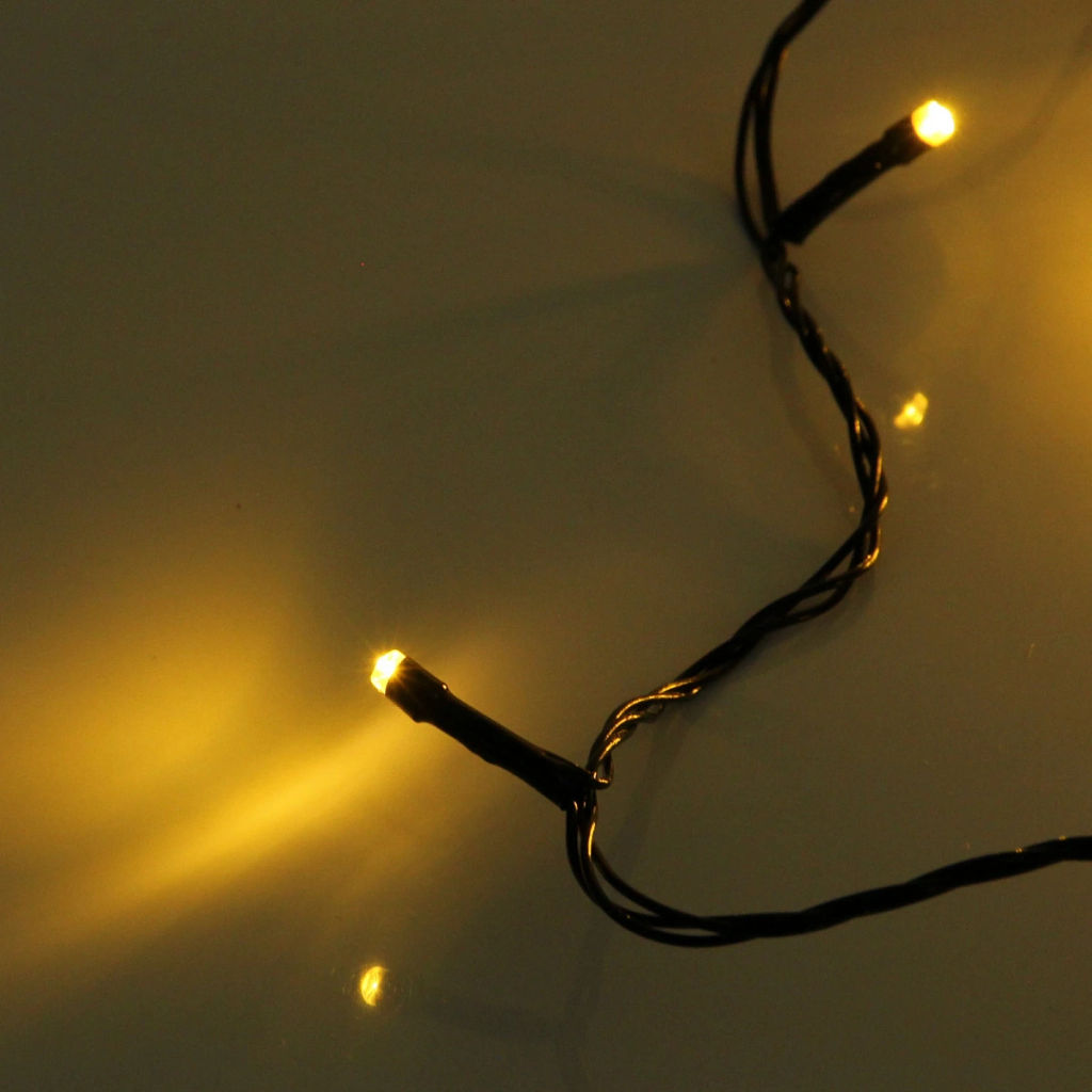 Цена за 2шт. Гирлянда для дома НИТЬ 10 м 80 ламп LED черный пров.,8 реж, IP-20, Теплый белый (ПЕРВАЯ ЦЕНА)