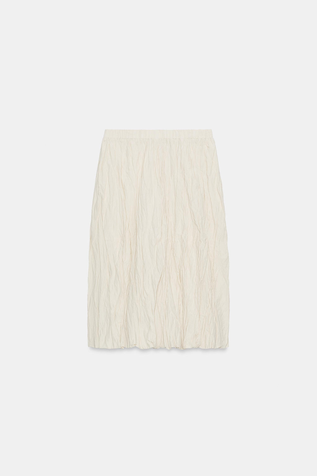 FALDA MIDI PUNTO EFECTO ARRUGADO / Crema - Zara фото 6