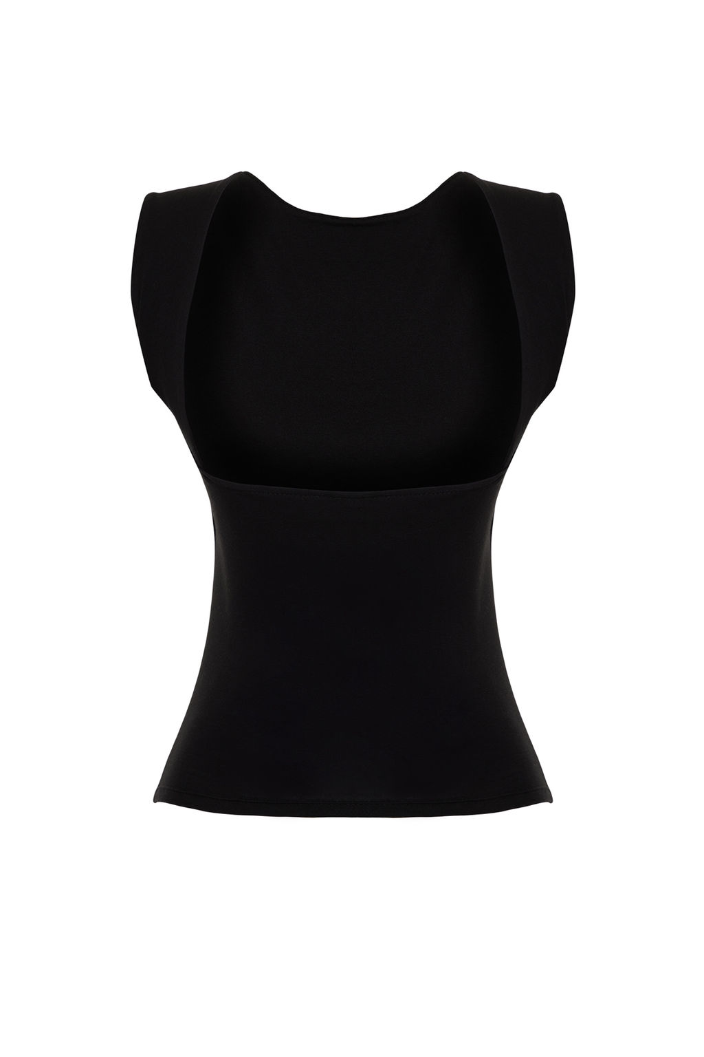 Siyah S?rt Dekolteli Fitted Regular Boy Pamuklu Esnek Orme Bluz TWOSS24BZ00031