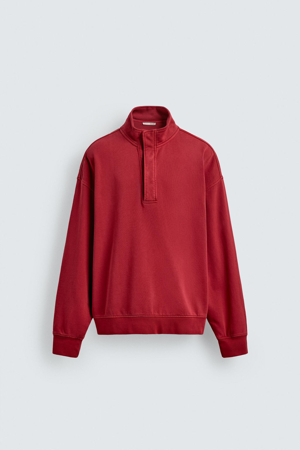 SUDADERA POLO COMBINADO WAFFLE / Rojo oscuro - Zara фото 7