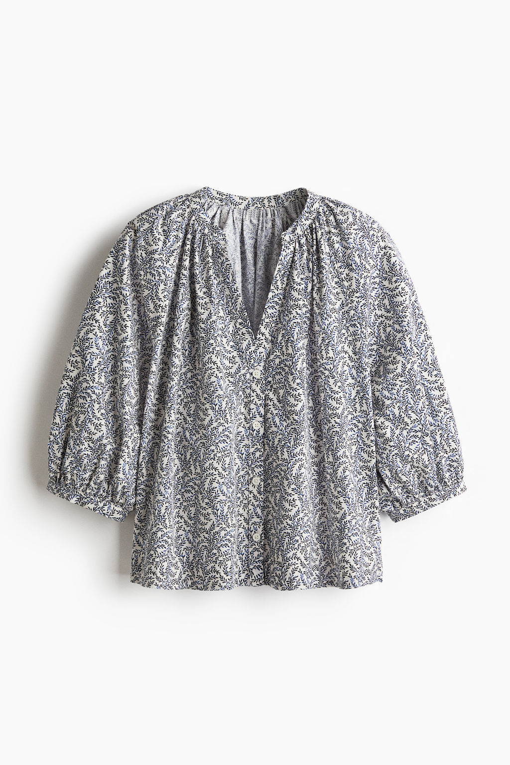 Blusa de popelina con mangas globo