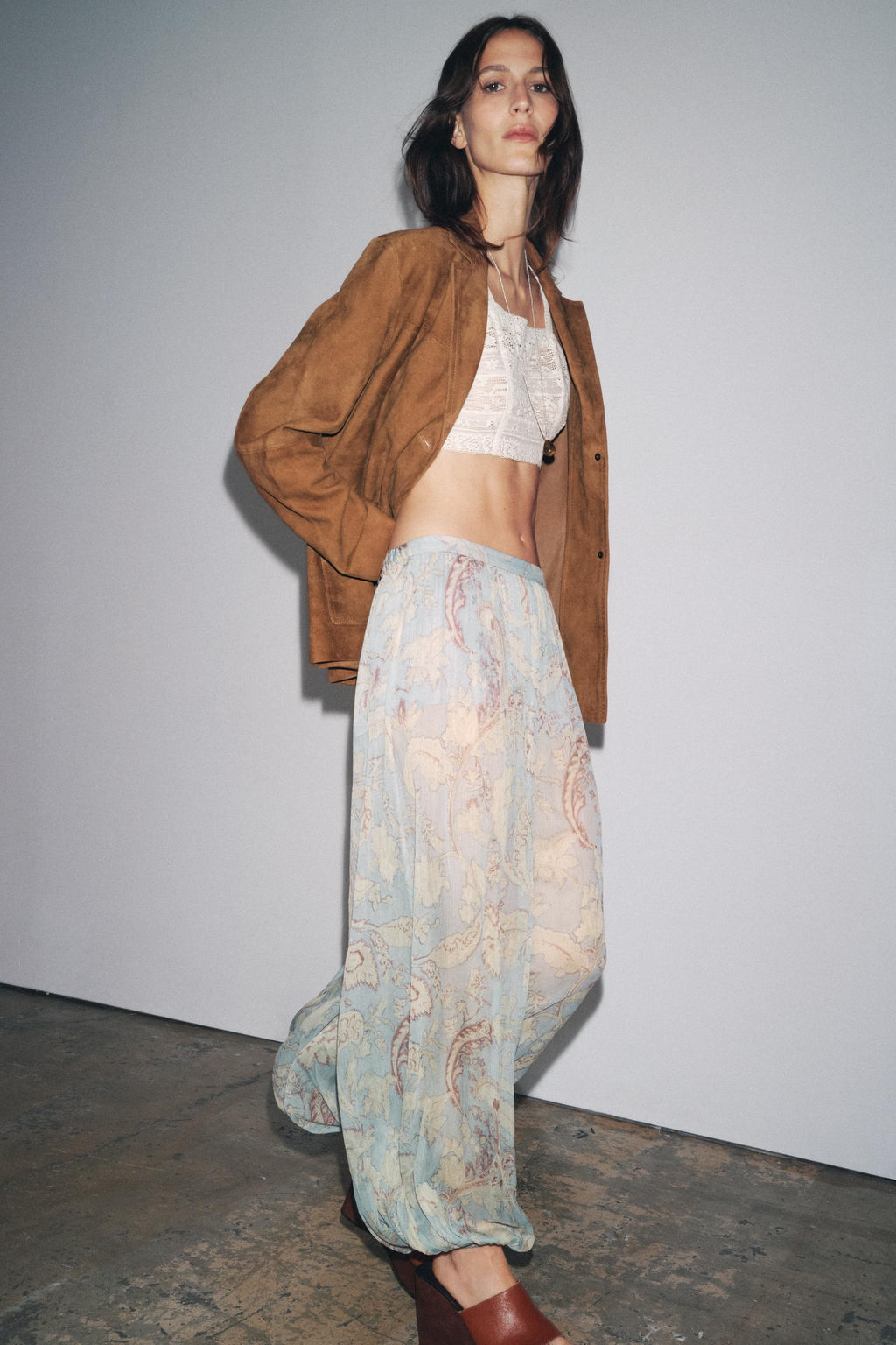 ZW COLLECTION FLORAL PUFF TROUSERS - Zara фото 5