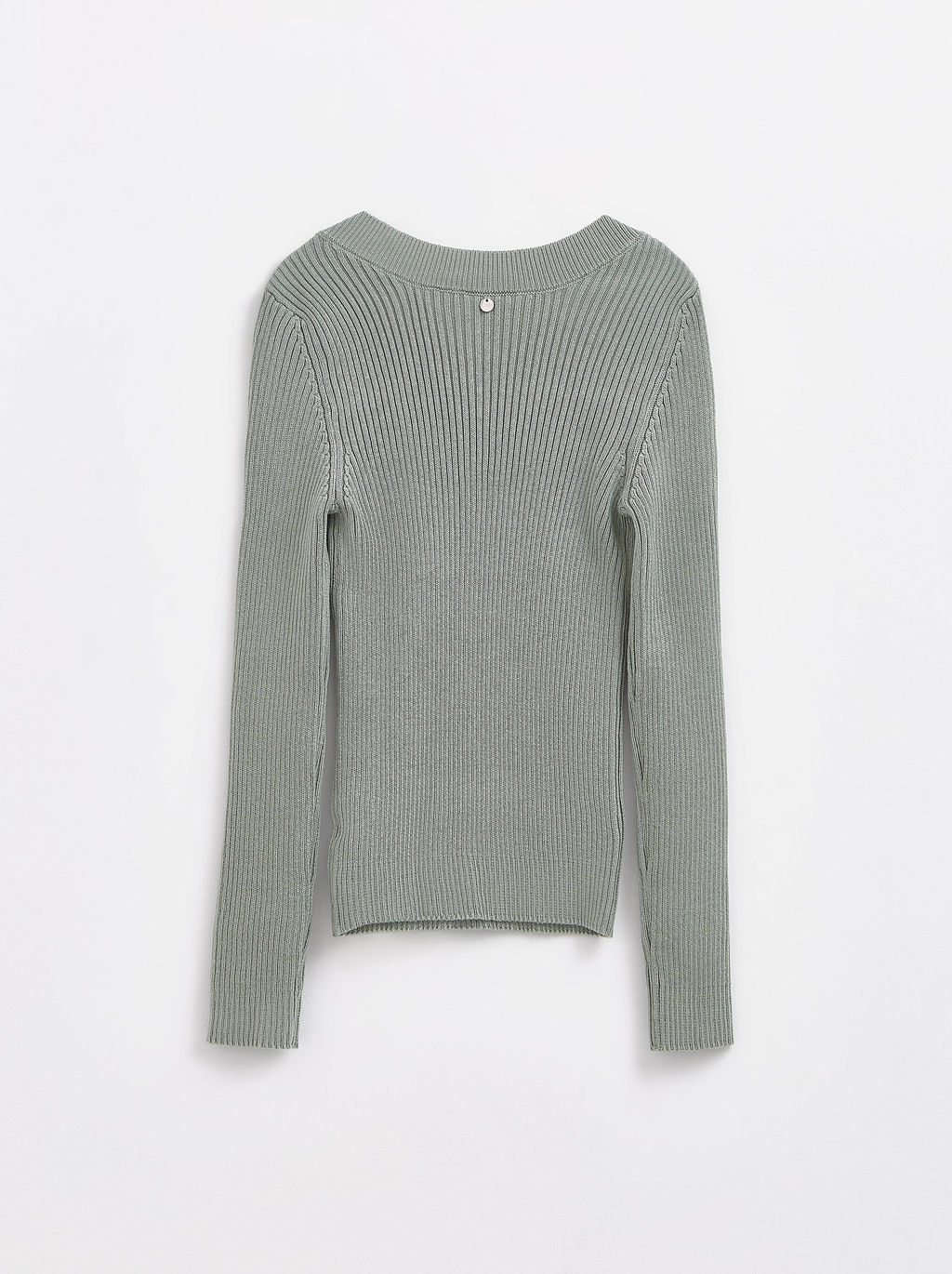 CONTE Облегающий джемпер в рубчик с фигурной линией декольте LDK 221 smoke green - Conte elegant фото 2