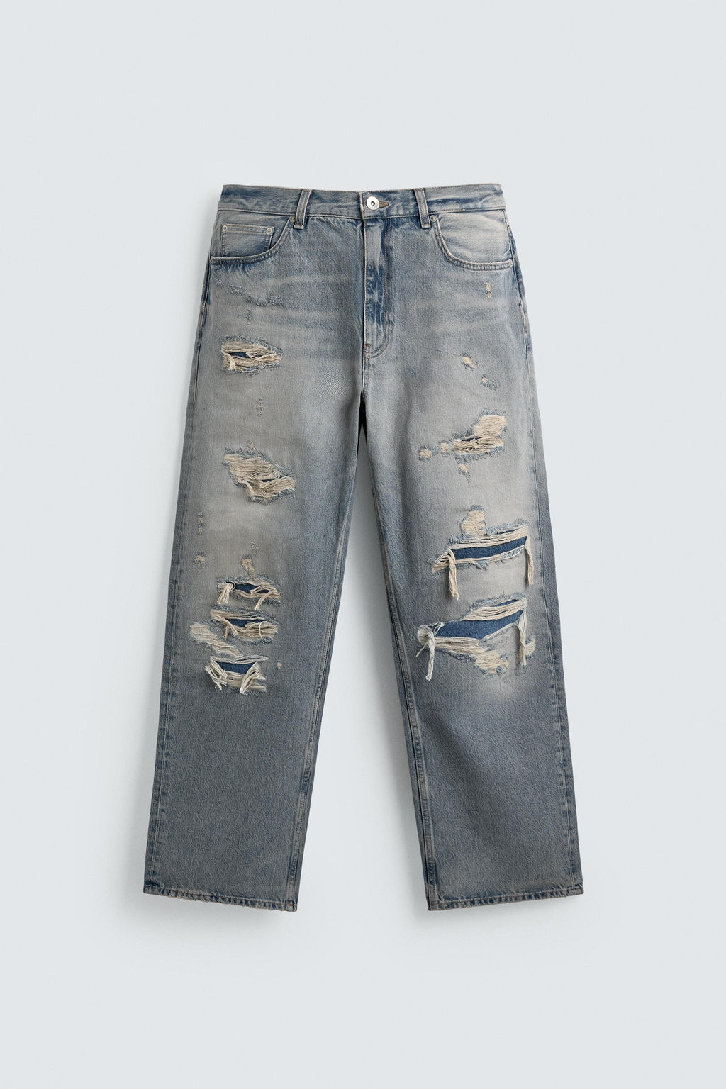 JEANS LOOSE FIT ROTOS / Azul claro - Zara фото 7