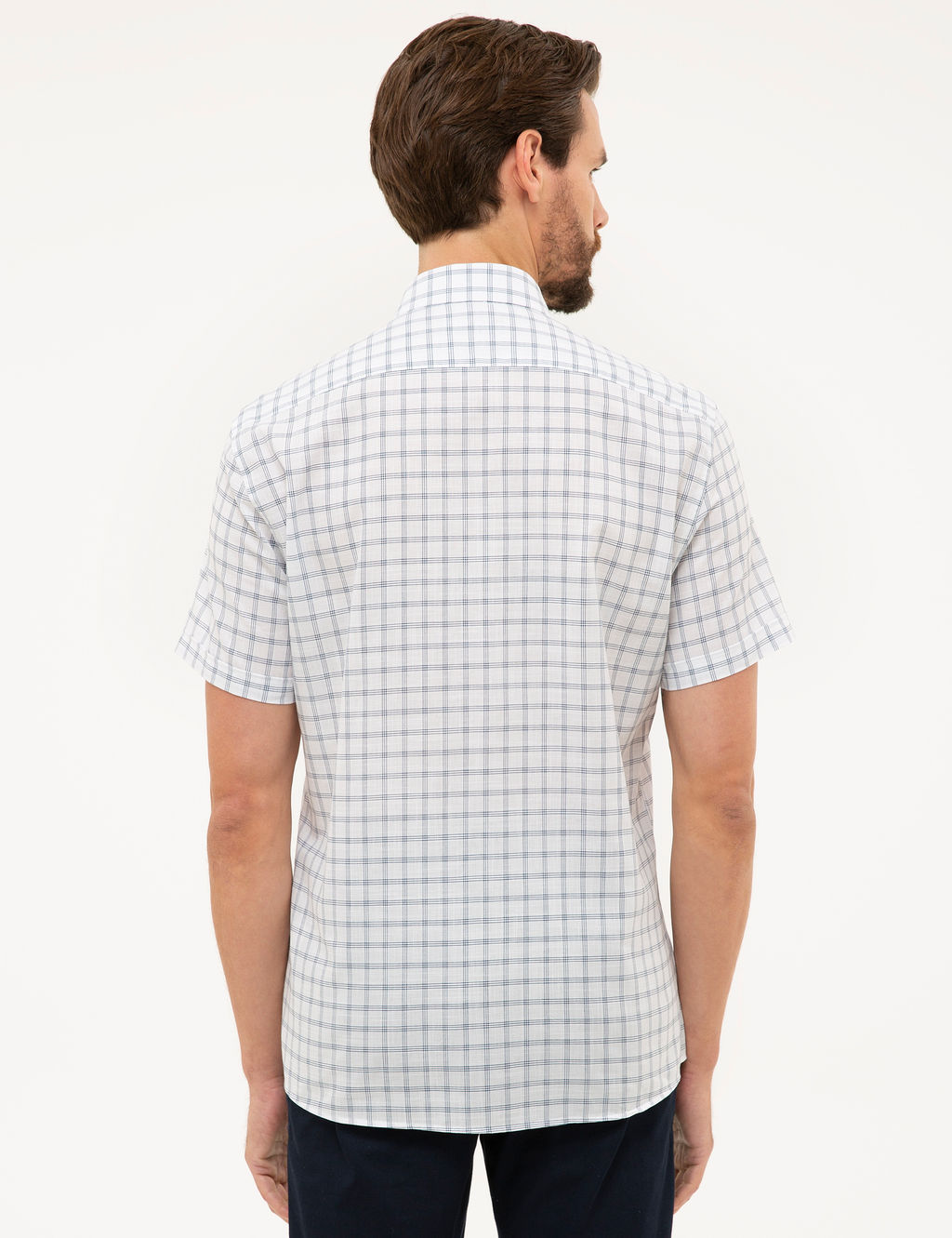 Lacivert Regular Fit K_sa Kollu G_mlek