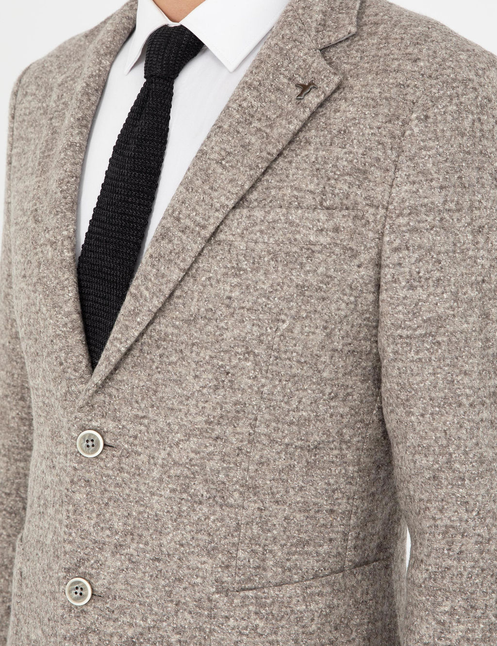 Бежевая приталенная фланелевая куртка из шерстяной и шелковой смеси - Cacharel фото 7