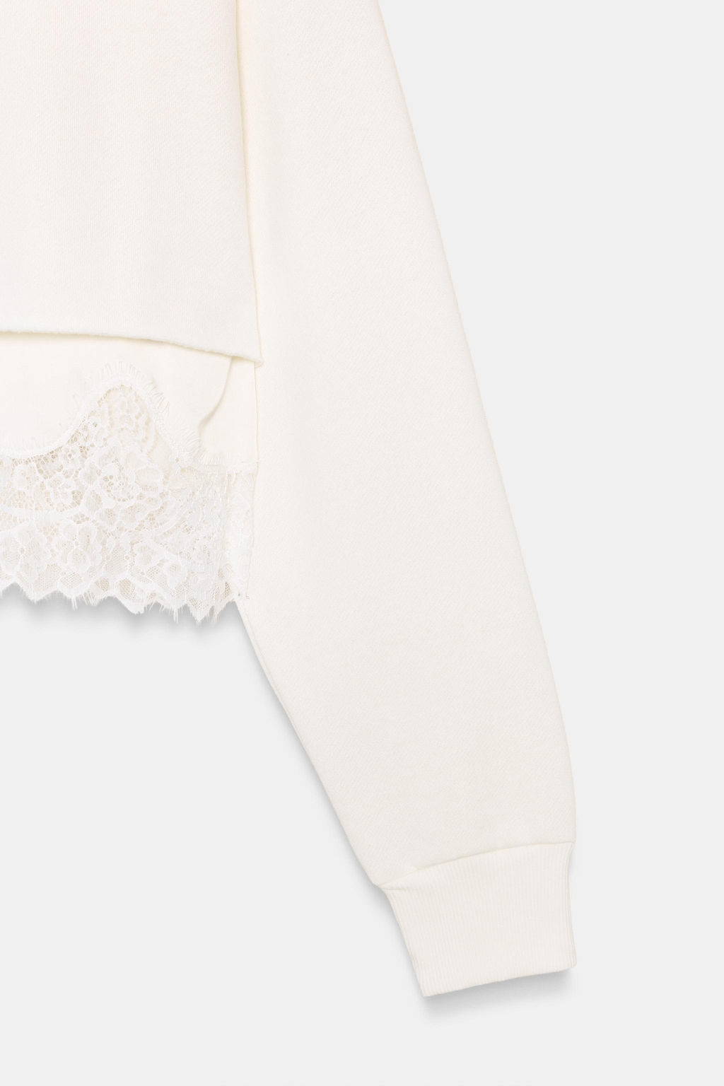 SUDADERA CROP COMBINADA ENCAJE / Blanco roto - Zara фото 6