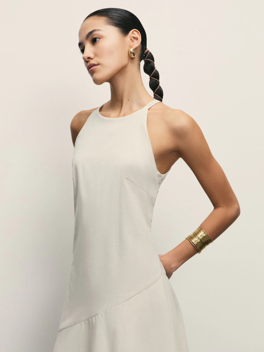 Приталенное платье изо льна и хлопка / Zarina  фото 2