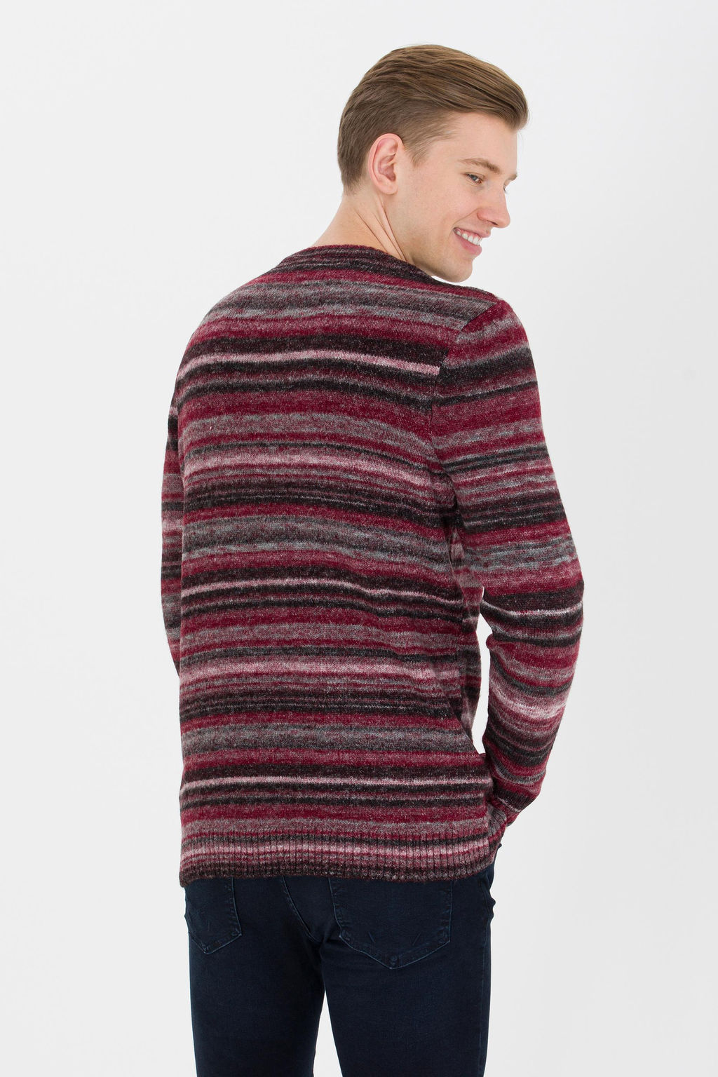 U. S. Polo Assn Мужской трикотажный свитер вишневого цвета с круглым вырезом - U.s. polo assn фото 5