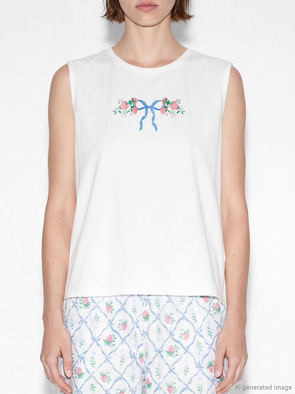 Bisiklet Yaka Bask?l? Kad?n Pijama Tak?m?