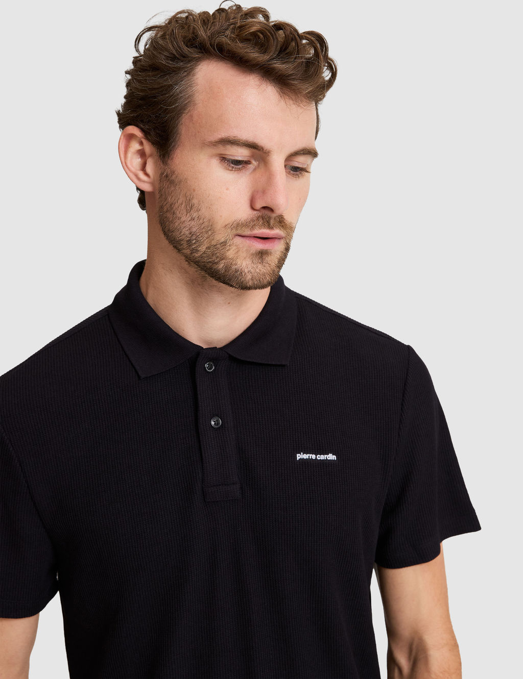 Siyah Slim Fit _rme Dokulu Polo Yaka Ti__rt