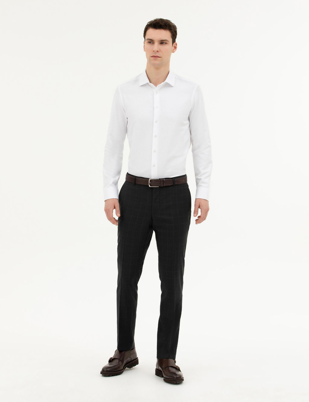 Рубашка Pierre Cardin Slim Fit белая с длинным рукавом