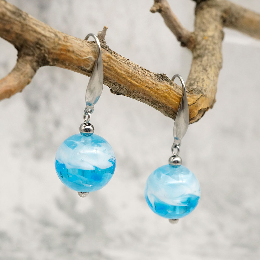 Серьги из муранского стекла LS3345/голубой