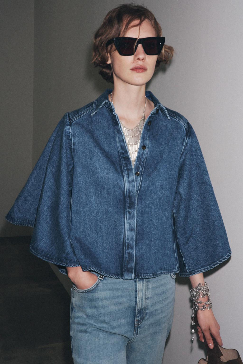ZW COLLECTION DENIM KIMONO SHIRT - Zara фото 2