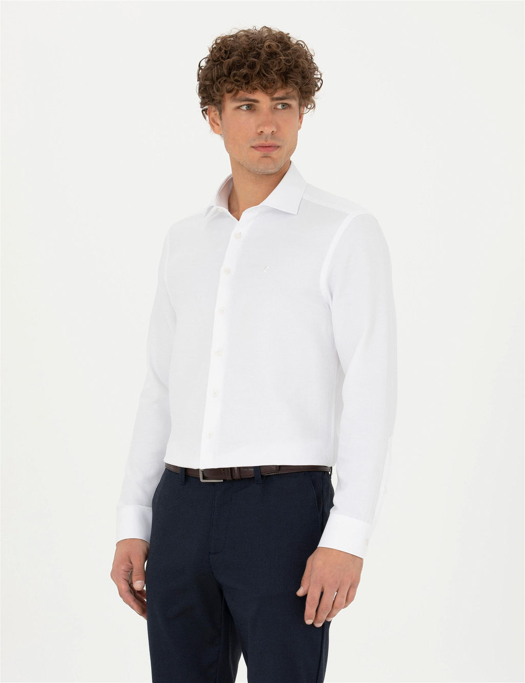 Beyaz Slim Fit Uzun Kollu G_mlek - Pierre cardin фото 3