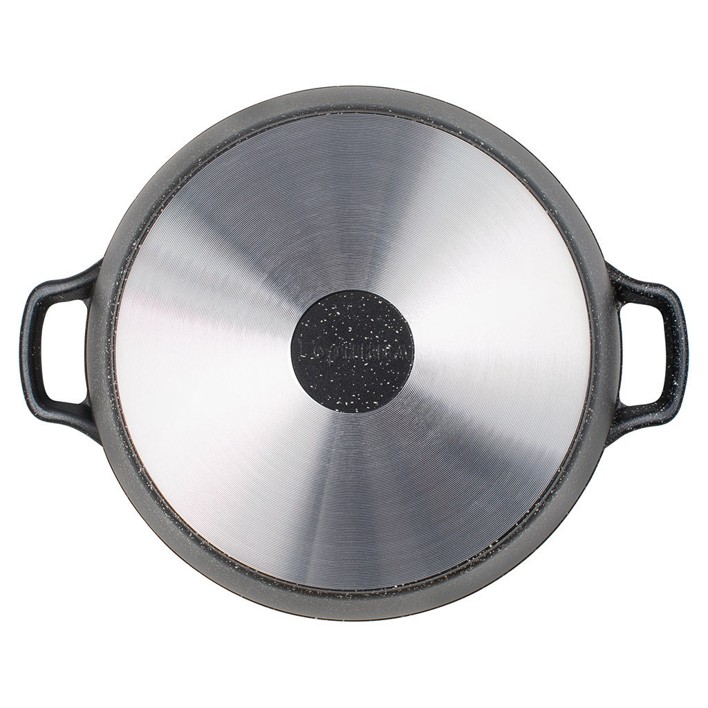 Кастрюля с антипригарным покрытием 5л, д26см Гранит, h13см, s0,4см, литые ручки, стеклянная крышка с пароотводом, подарочная упаковка (Россия) - Домашняя мода фото 5