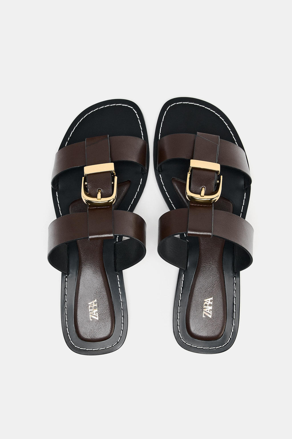 DOUBLE-STRAP FLAT SANDALS WITH BUCKLE - Zara фото 23