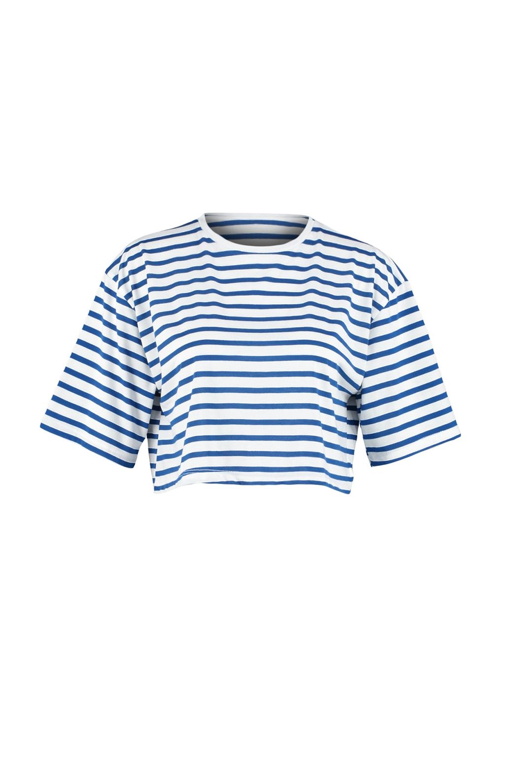 TRENDYOLMILLA Lacivert Cizgili Relaxed/Genis Rahat Kesim Crop Bisiklet Yaka Orme T-Shirt TWOSS23TS00136 фото 7