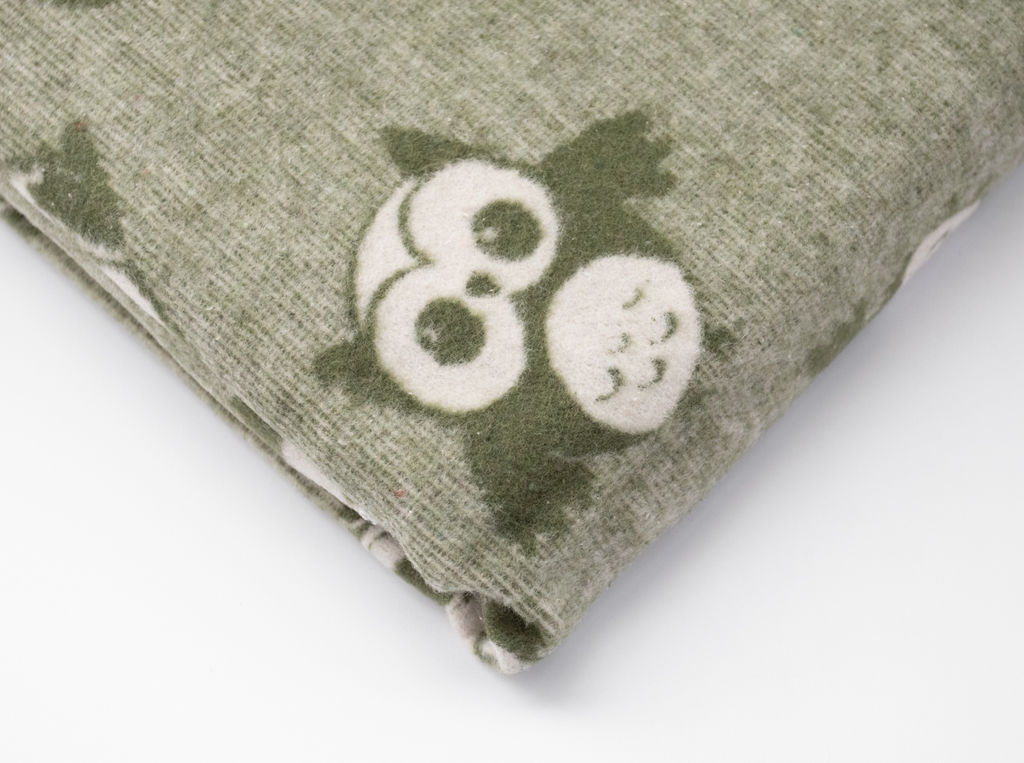 Одеяло байковое жаккардовое в/уп 100*140 "Совы" цв хаки