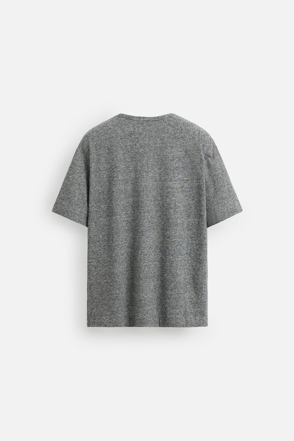 STRIPED COTTON - LINEN T-SHIRT - Zara фото 8