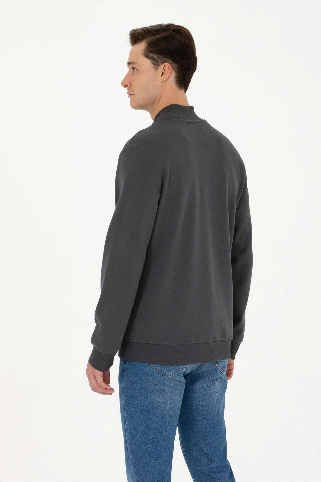 U. S. Polo Assn Мужской вязаный кардиган антрацитового цвета с воротником стойкой - U.s. polo assn фото 5