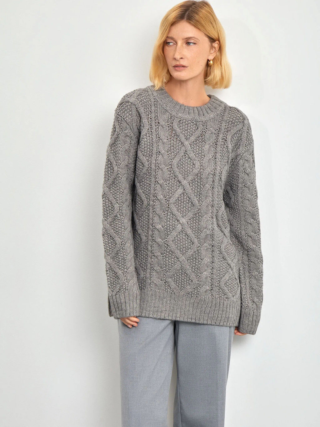 Джемпер с узорной вязкой B2876/nuage - Emka фото 10