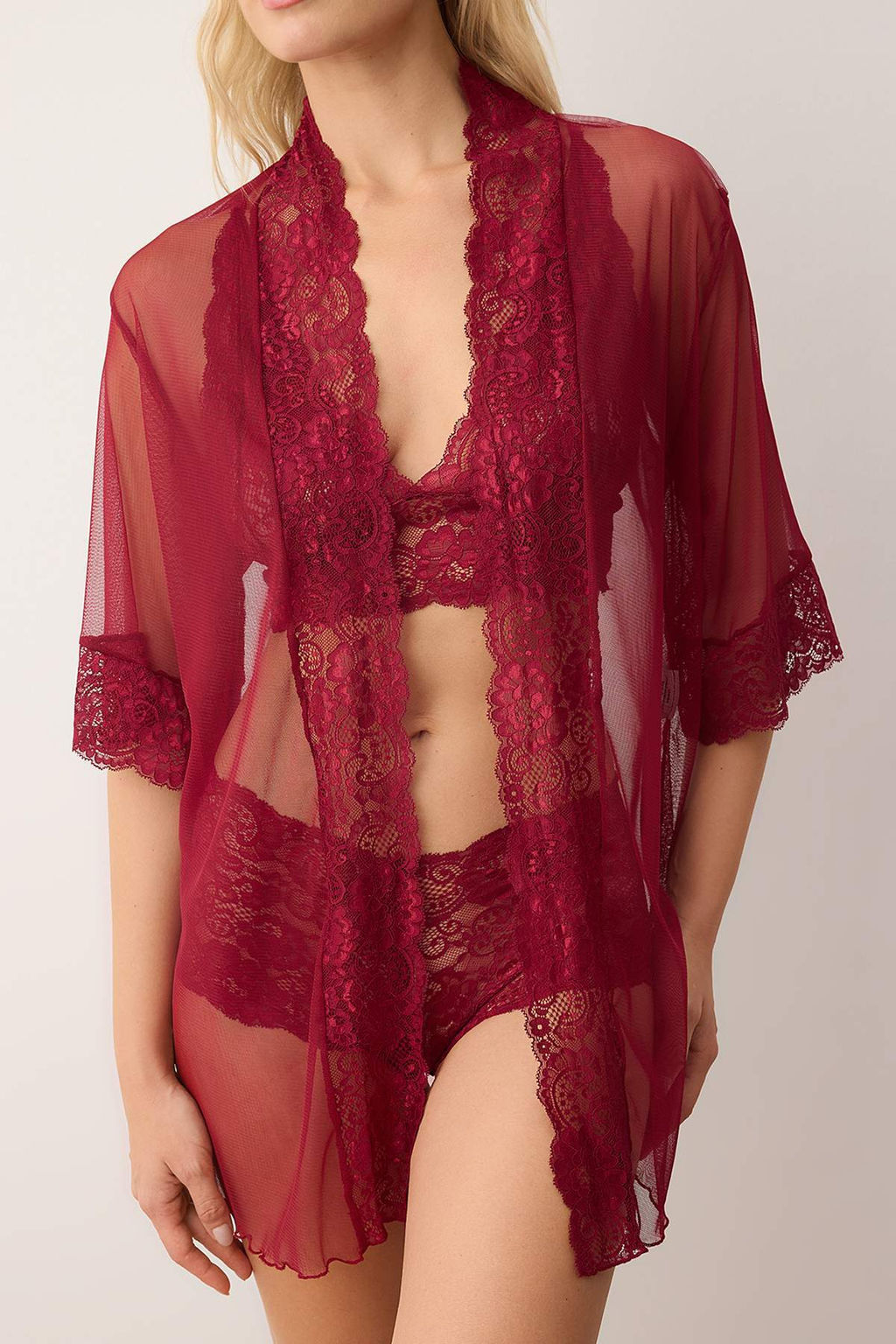 Siyah 3lu Tul Dantel Detayl? Kaps?z Orme Sabahl?k+Ic Camas?r? Tak?m? THMAW26CC00013 - Trendyolmilla фото 12