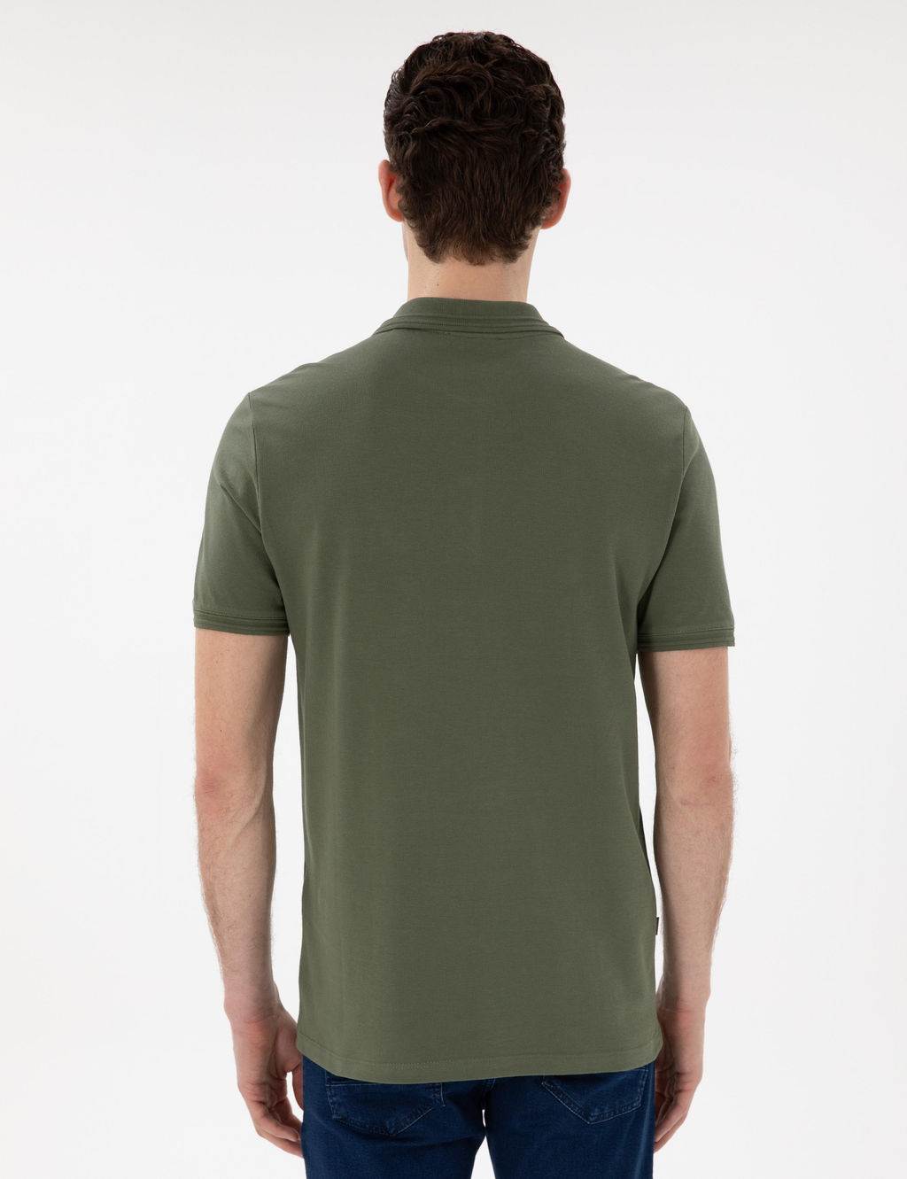 Haki Regular Fit %100 Pamuk Polo Yaka Basic Ti__rt