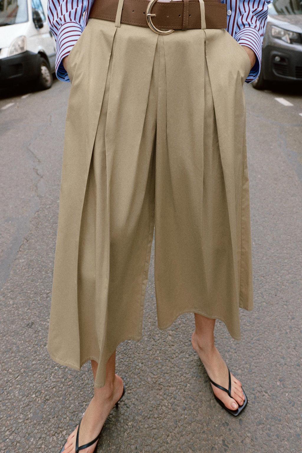 PANTAL?N CULOTTE CINTUR?N / Camel medio - Zara фото 2