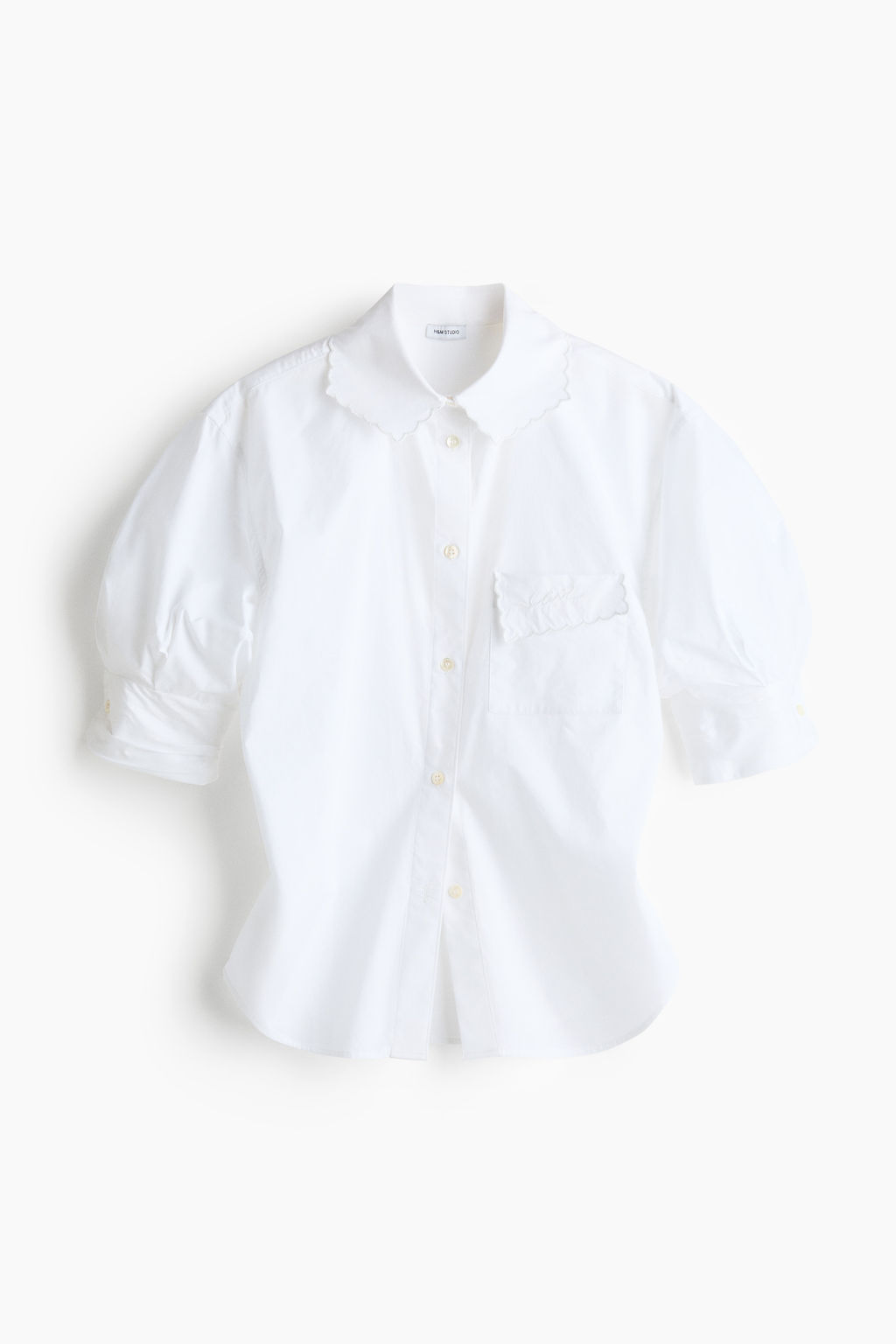 Camisa de popelina con manga fruncida