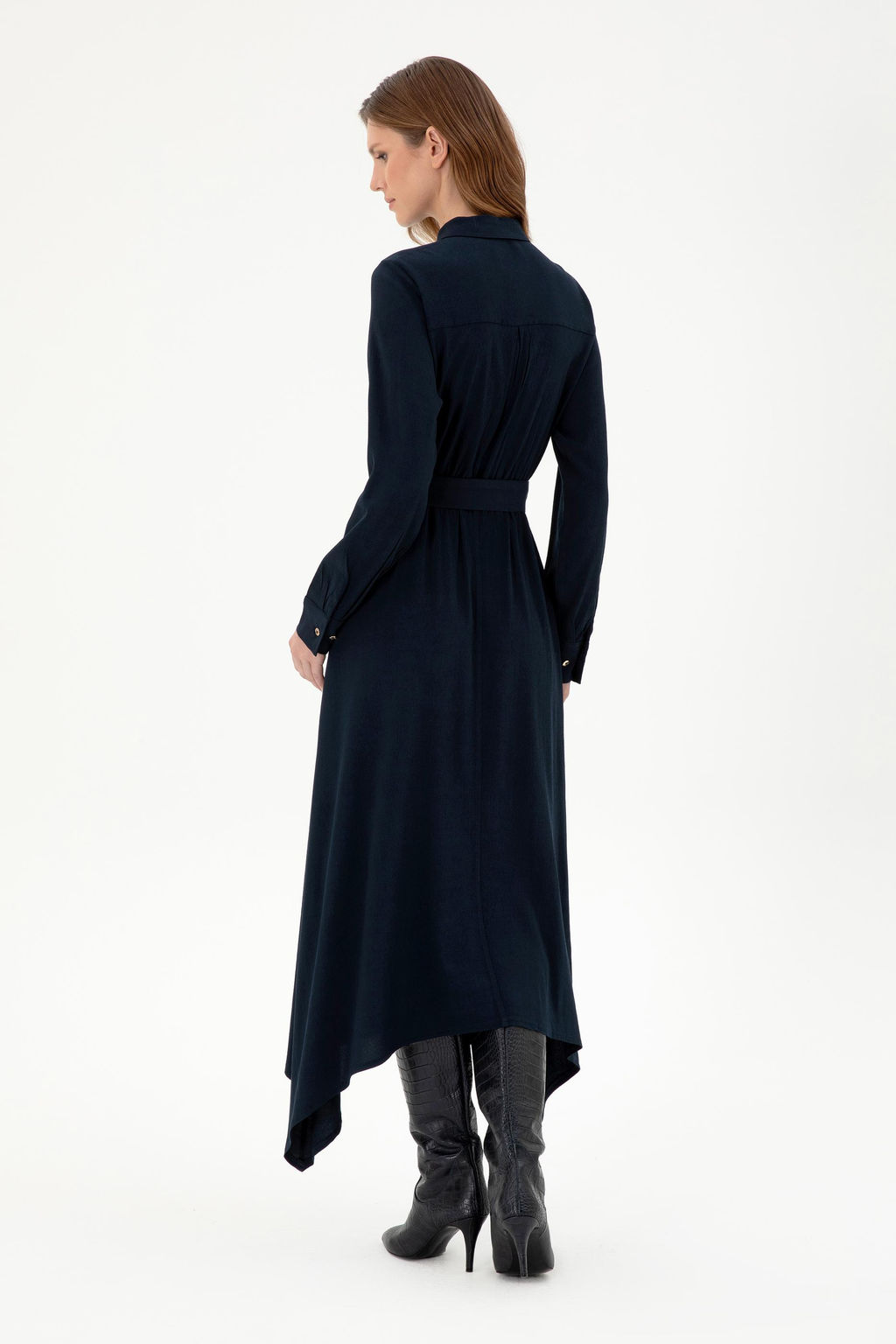 Женское темно-синее тканое платье Неожиданная скидка в корзине - U.s. polo assn фото 5