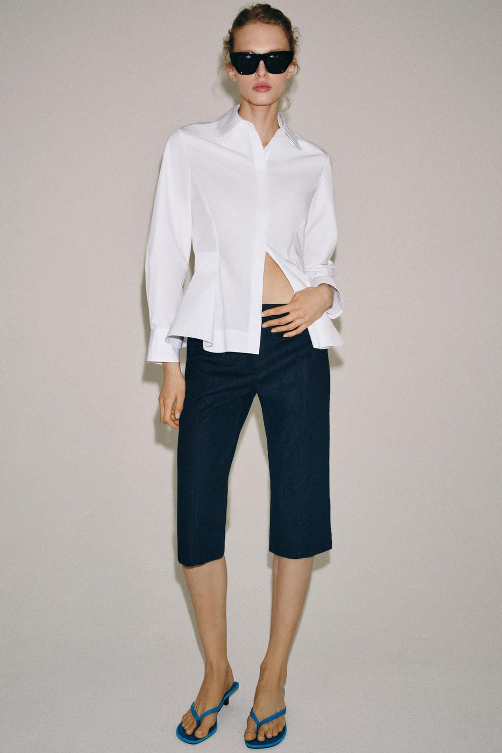 PANTAL?N CAPRI DENIM ZW COLLECTION / Azul - Zara фото 8