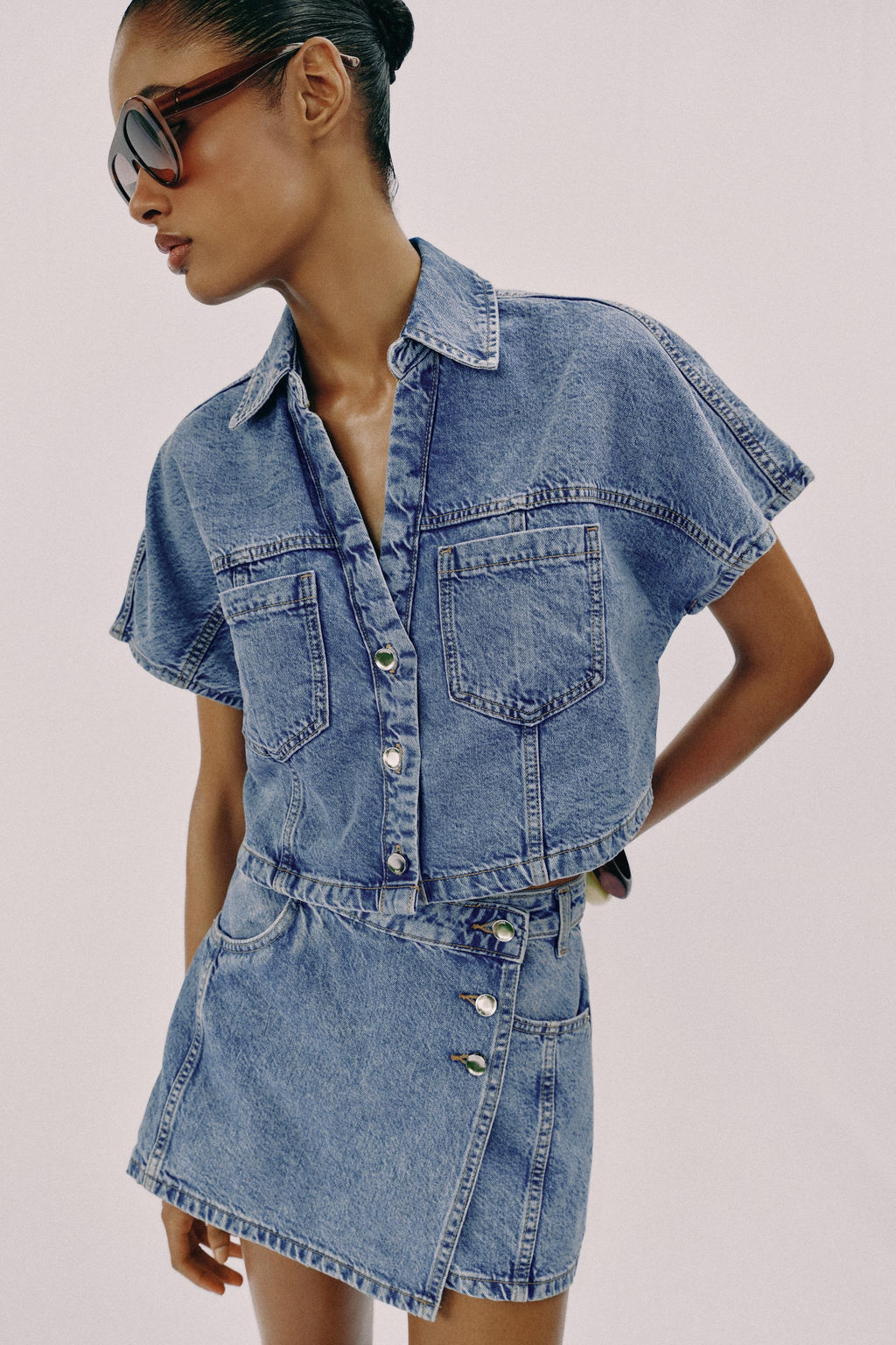 CAMISA Z1975 CORTA DENIM / Azul medio - Zara фото 2