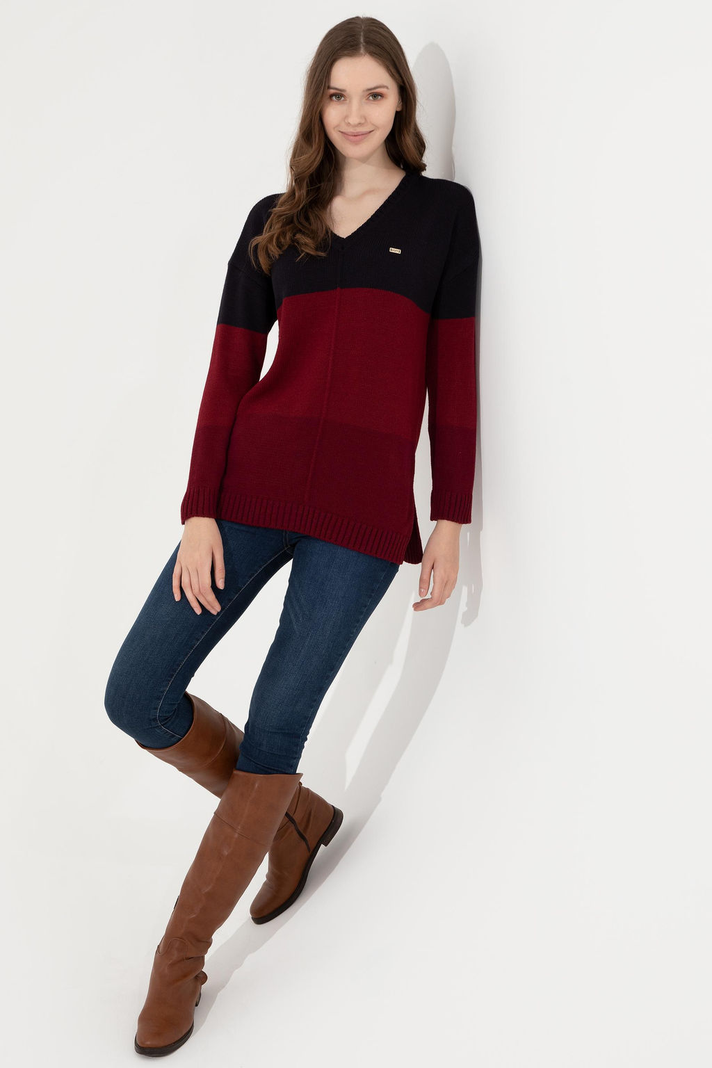 Женский темно-синий свитер с v-образным вырезом Неожиданная скидка в корзине - U.s. polo assn фото 8