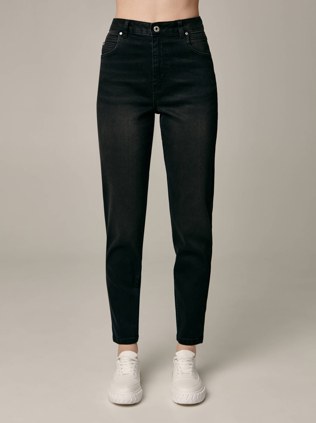 CONTE CON-592 Джинсы mom с высокой посадкой и эффектом легкой потертости black - Conte elegant фото 4