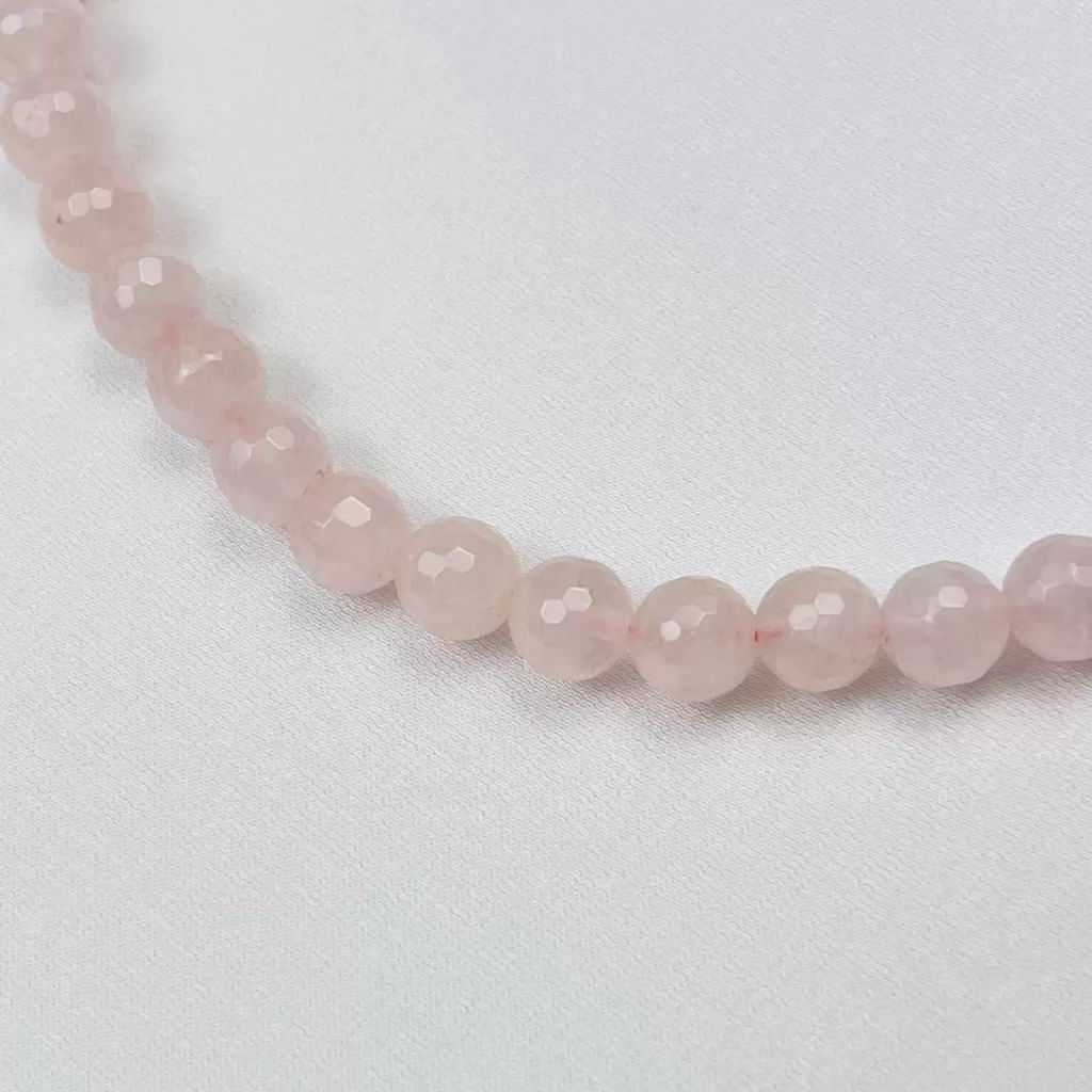 Бусы из Розового кварца огранка